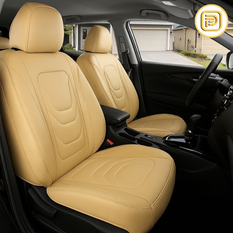 Kit Capa Para Banco de Carro em Couro Legítimo Universal Flatcar + BRINDES: Tapetes Automotivos