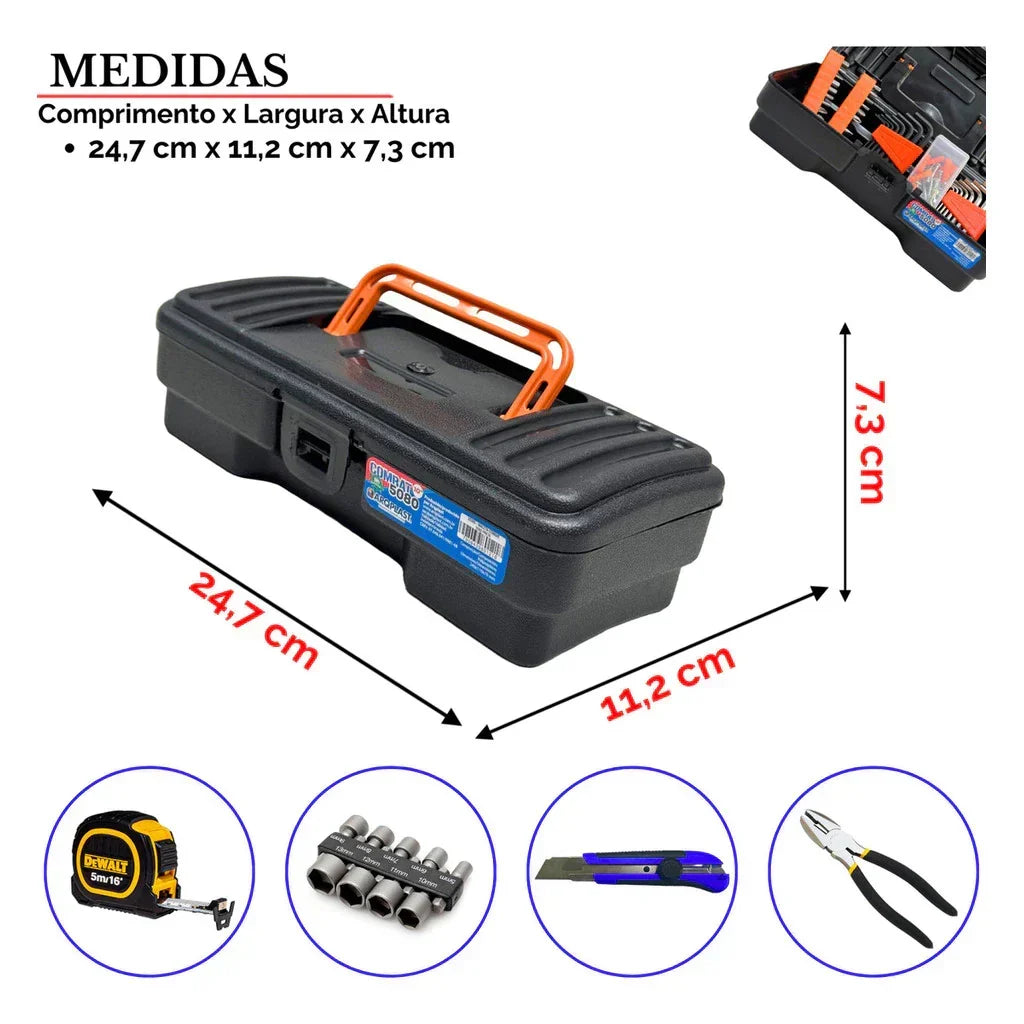 Kit 6 Maletas Ferramentas Caixas Reforçadas Pequena Grande Caixa Mecânico Reforçada